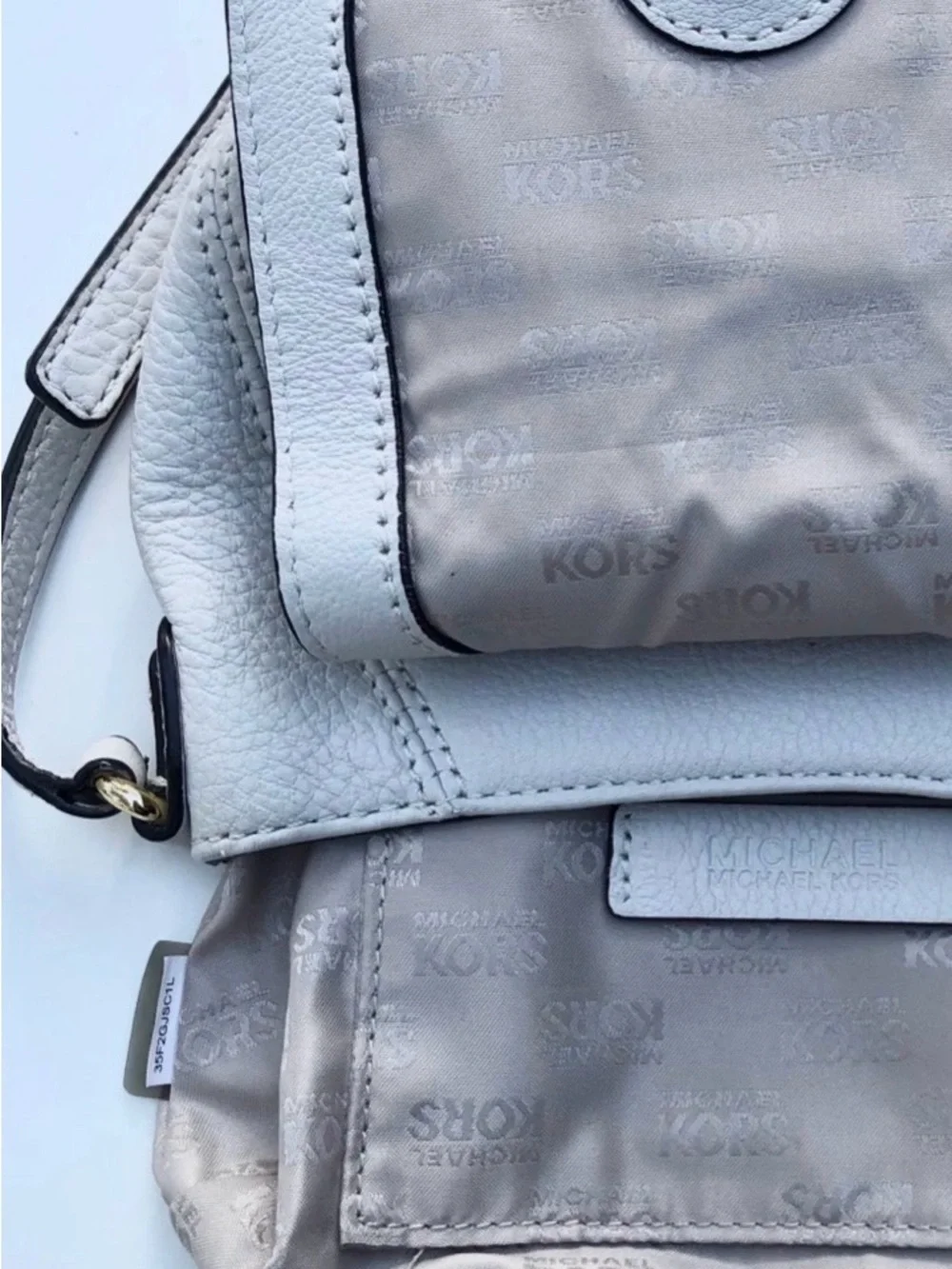 Michael Kors Cream Pebbled Leather Crossbody with Gold Plaque
